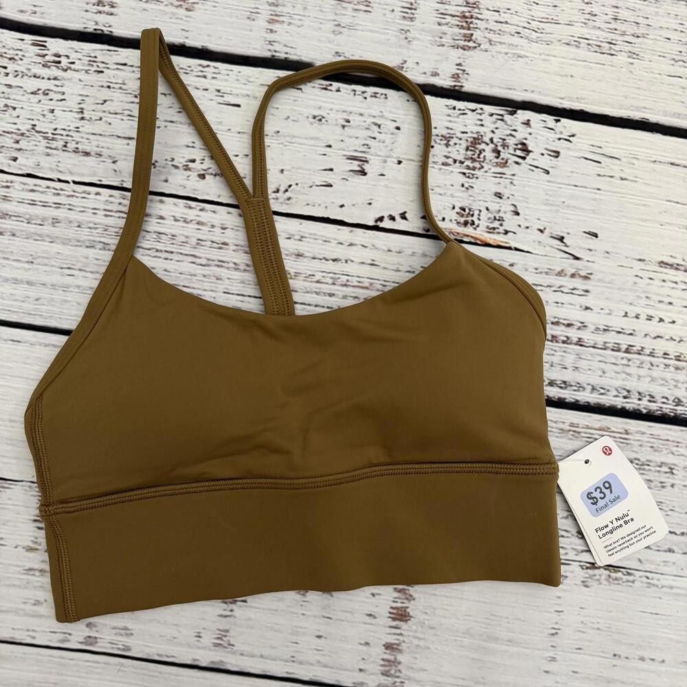 NWT Lululemon Flow Y Nulu Longline Bra *Light Support, A–C Cups Allspice Size 2